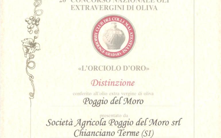 L’olio di Poggio del Moro premiato con l’Orciolo d’oro 2011